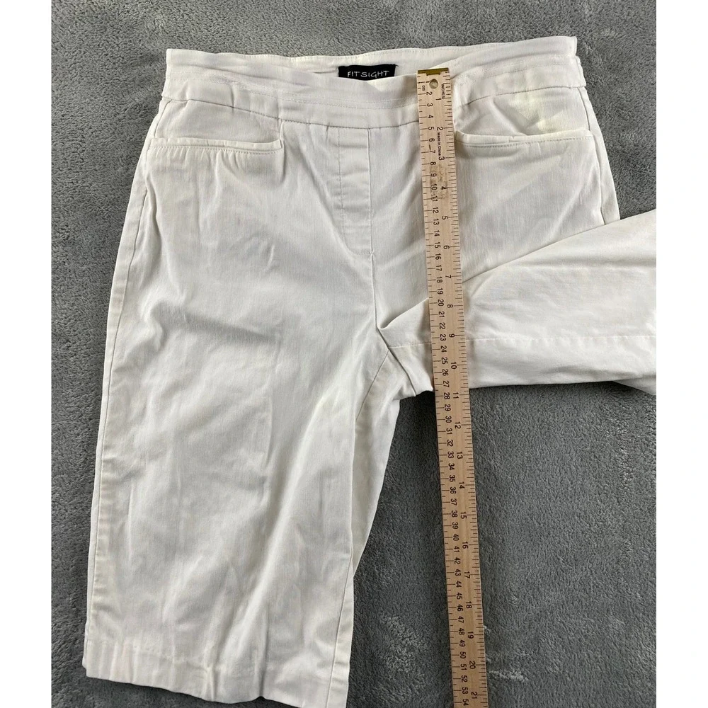 Fit Sight Womens White Pull On Bermuda Shorts Size Medium Stretch Casual Summer